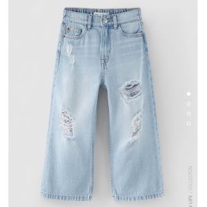 Zara Girls Wide Leg Cropped Jeans